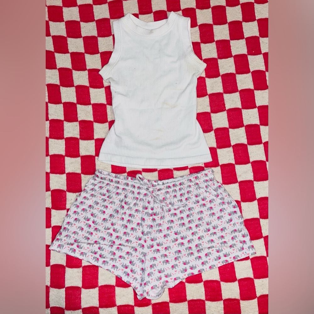 Saint Eve Adorable Preppy Coquette Kid Core Elephant Heart Pajama Lounge Shorts